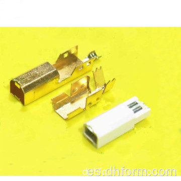 Conector USB A macho Piezas metálicas chapadas en oro